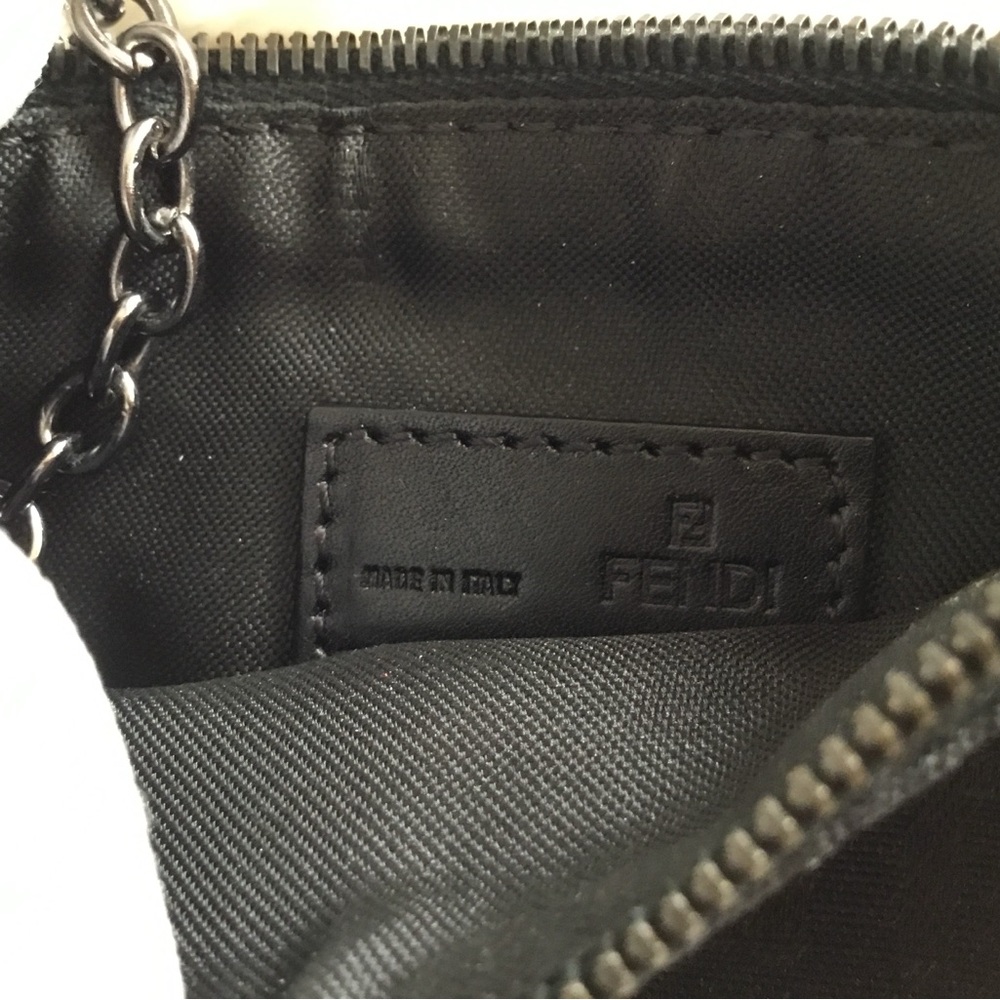 Auth FENDI Zucchino Small Pouch keychain Black Canvas - Picture 7 of 9